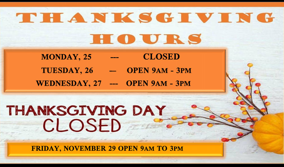 Thanksgiving Hours